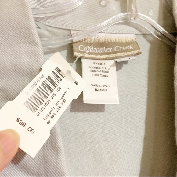 Coldwater Creek Vintage 80’s style lace light blue embroidered crochet crop. P/M - Picture 3 of 10